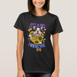 Camiseta Sunflower French Buldog Girl ama Dog
