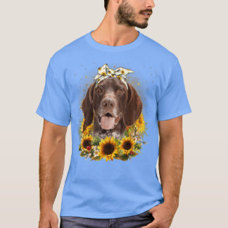 Camiseta Sunflower German Shorired Pointer Dog Mães D