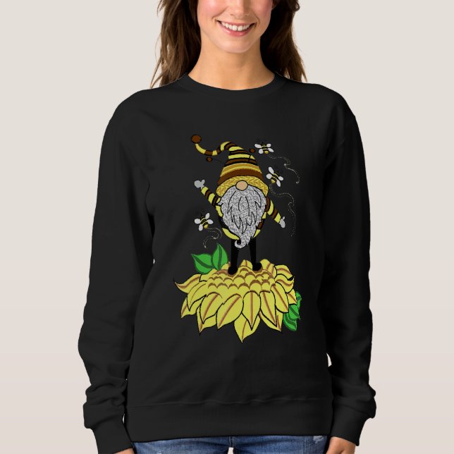 Camiseta Sunflower Gnome With Bee  Hippie Gnome For Flower  (Frente)