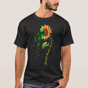Camiseta Sunflower Green Ribbon suporta saúde mental