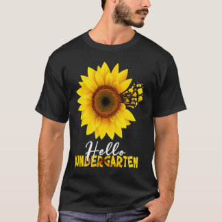 Camiseta Sunflower Hello Kindergarten Feliz Primeiro Dia De