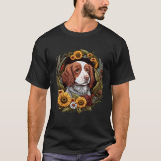 Camiseta Sunflower Hippie Floral Brittany Spaniel Dog T Shi