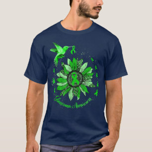 Camiseta Sunflower Hummingbird Green Ribbon Glaucoma Warrio