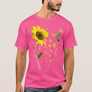 Camiseta Sunflower Hummingbird Infância Cancer Consciência 