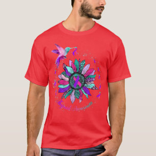 Camiseta Sunflower Hummingbird Purple Teal Fita Rosa Thyyr
