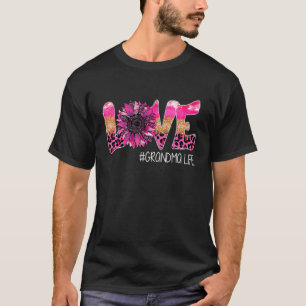 Camiseta Sunflower Love Avó Leopardo Rosa Mãe Mãe Mãe Mãe M