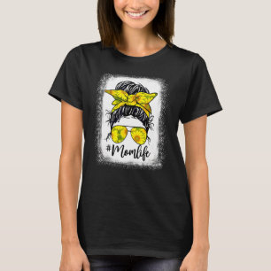 Camiseta Sunflower Mãe Vida Mensagem Bun Branqueado Motheru