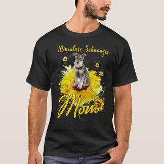 Camiseta Sunflower Miniature Schnauzer Mãe Cachorro Mãe da 