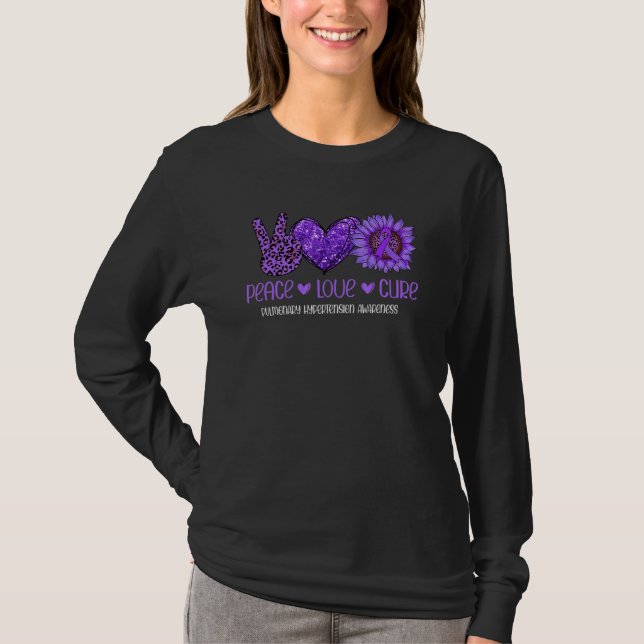 Camiseta Sunflower Peace Love Pulmonary Hypertension Awaren (Frente)