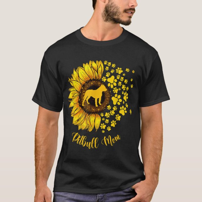 Camiseta Sunflower Pitbull Mãe Cachorro Lover (Frente)