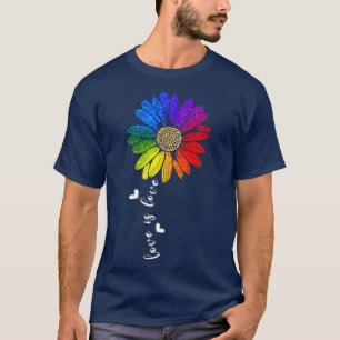 Camiseta Sunflower Rainbow Love É Love LGBT Gay Lésbica Pr