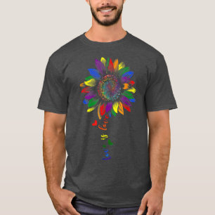 Camiseta Sunflower Rainbow Love É Love LGBT Gay Lésbica Pr