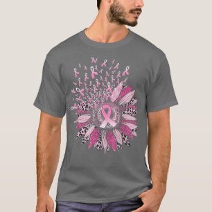 Camiseta Sunflower Ribbon Leopard Pink Bree Cancer