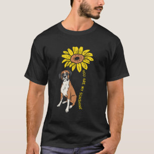 Camiseta Sunflower Sunsher Boxer Animal Pet Dog Rapariga