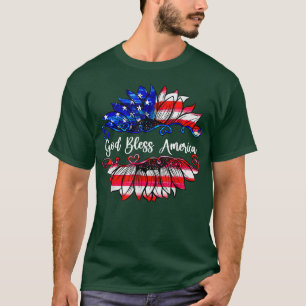 Camiseta Sunflower US Flag Deus abençoe American 4 De Julho