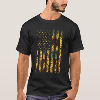 Camiseta Sunflower USA Flag Patriótico 4º De Julho American