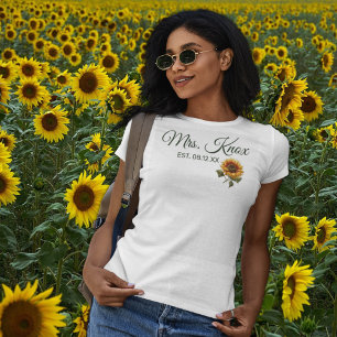 Camiseta Sunflower Wedding Bride Sra. Estabelecida
