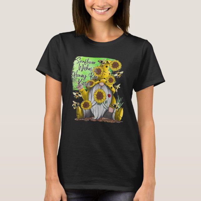 Camiseta Sunflower Wishes And Honey Bee Kisses With Cute Su (Frente)