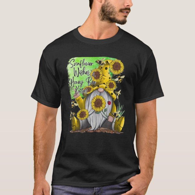 Camiseta Sunflower Wishes And Honey Bee Kisses With Cute Su (Frente)