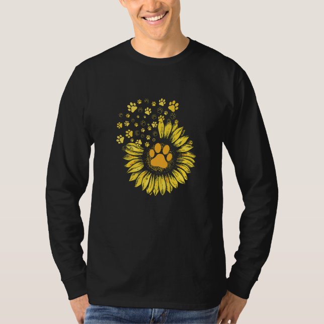 Camiseta Sunflowers Pet Paw Prints Dog Cat (Frente)