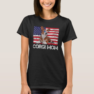 Camiseta Sunglass Corgi Mãe Bandeira Americana