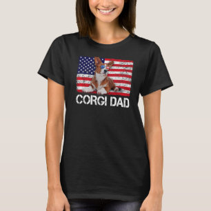 Camiseta Sunglass Corgi Pai Flag American Usa og