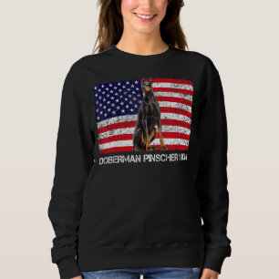 Camiseta Sunglass Doberman Pinscher Mãe Bandeira Americana