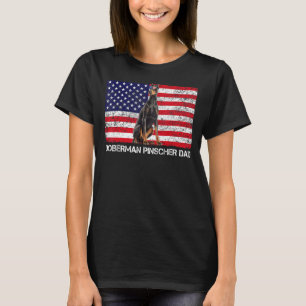 Camiseta Sunglass Doberman Pinscher Pai Flag American