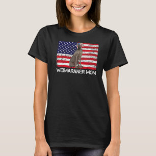 Camiseta Sunglass Weimaraner Mãe Bandeira Americana Cachorr