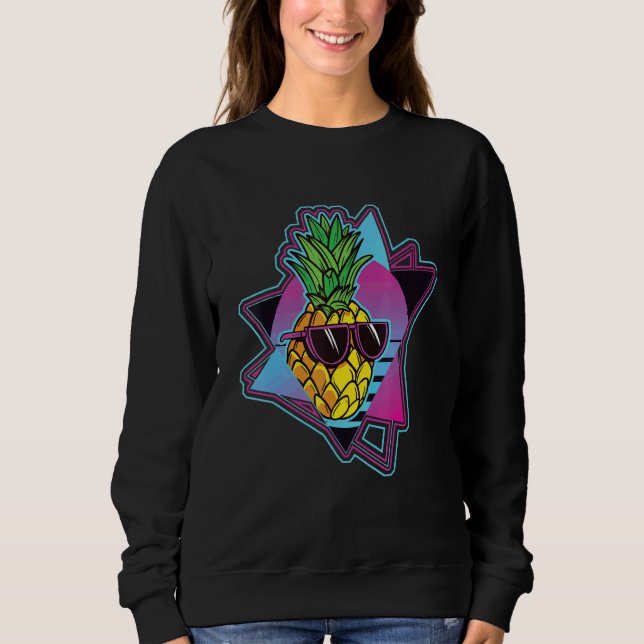 Camiseta Sunglasses Pineapple 80s Tropical Summer Vaporwave (Frente)