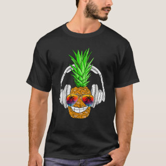 Camiseta Sunglasses Pineapple Headphones Aloha Hawaii Luau 