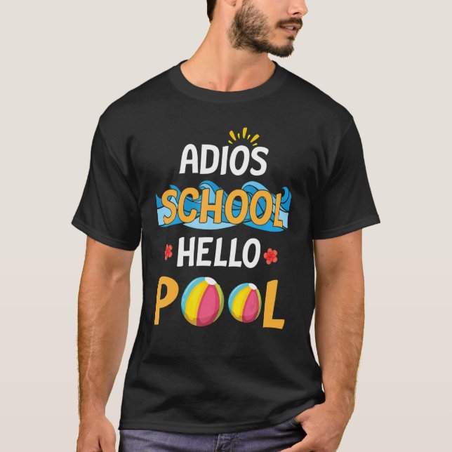 Camiseta Sunlight Flowers Adios School Hello Piscina Happy  (Frente)