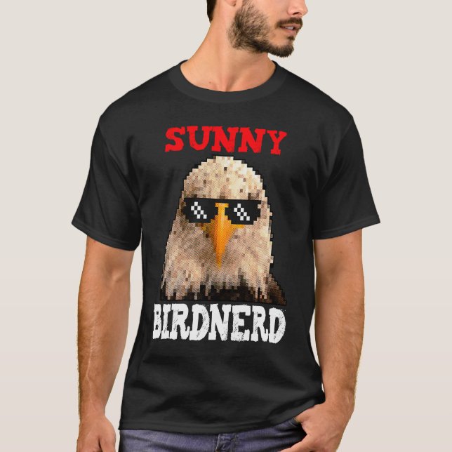 Camiseta Sunny Birdnerd Retro Pixel Eagle Óculos de sol Des (Frente)