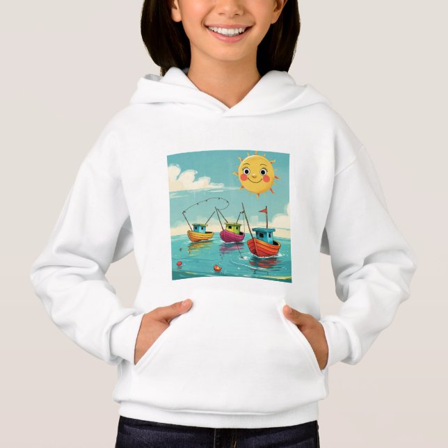 Camiseta Sunny Fishing Boats – Kids’ Hoodie (Frente)