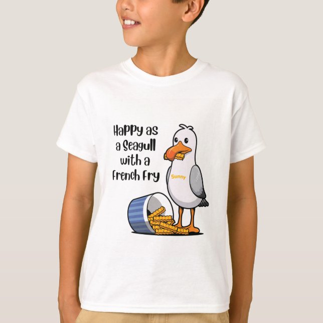 Camiseta Sunny Seagull Fries Caminho de madeira selvagem (Frente)