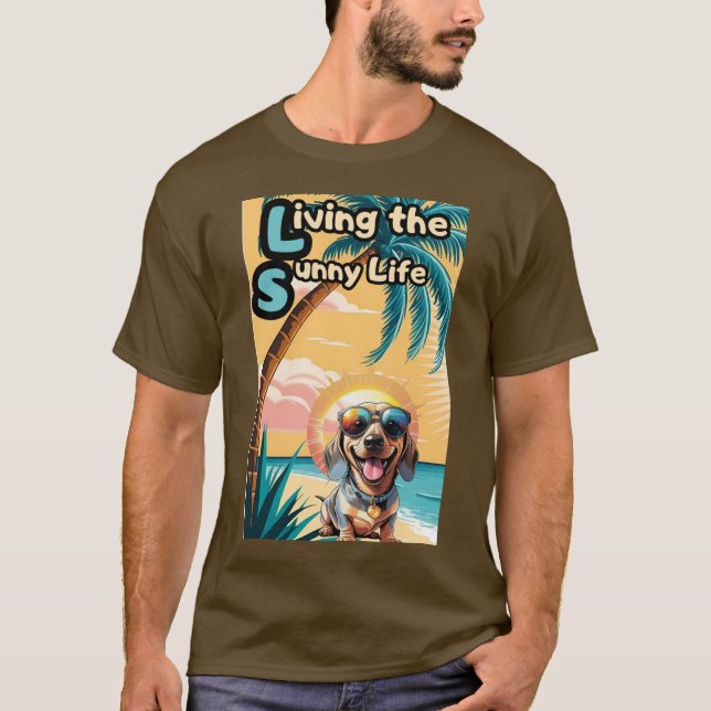 Camiseta Sunny Vibes: Cachorro Legal em óculos escuros (Frente)
