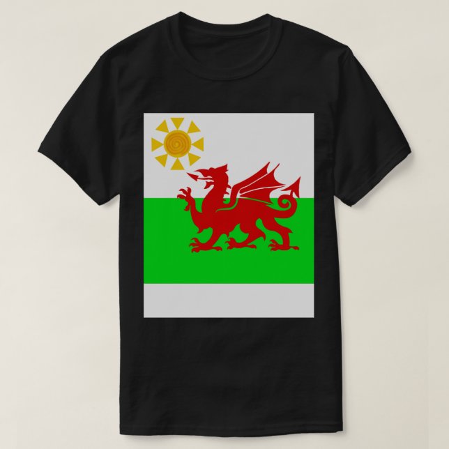 Camiseta Sunny Welsh Dragon Flag (Frente do Design)