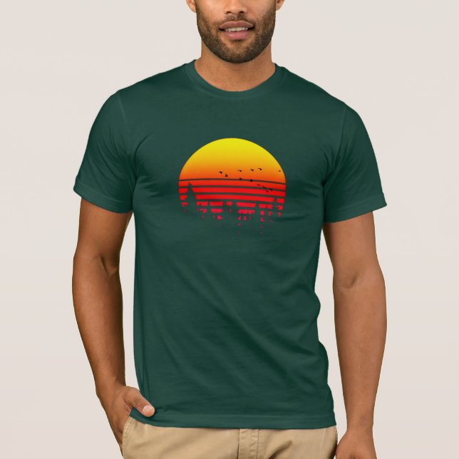 Camiseta Sunrise, Acampamento, Selvagem e Amantes Sunset (Frente)