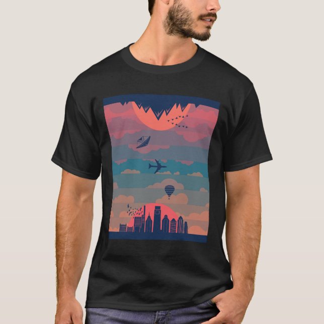 Camiseta Sunrise — Ciclo Sunset Da Terra Do Dia E Da Noite  (Frente)