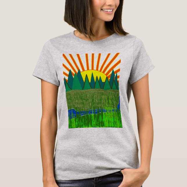 Camiseta SunRise sobre as montanhas - (Frente)