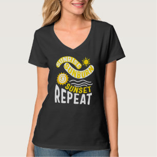 Camiseta Sunrise Sunset Repetindo Praia Férias de Verão