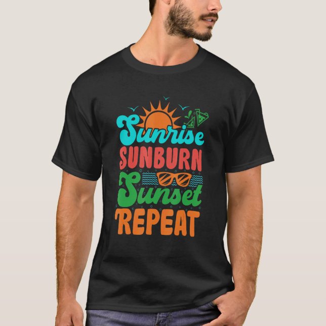 Camiseta Sunrise Sunset Repetir Férias de Verão (Frente)