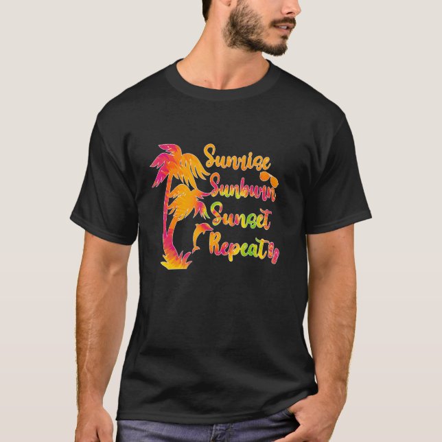 Camiseta Sunrise Sunset Repetir Tie Férias Corantes Su (Frente)