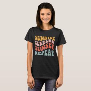 Camiseta Sunrise Sunset Repetir, Verão dizendo