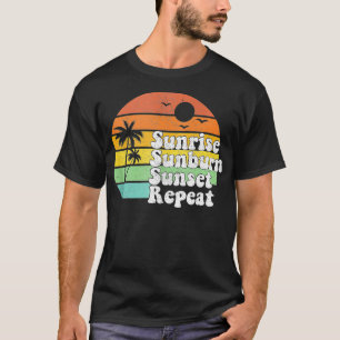 Camiseta Sunrise Sunset Vacinação Repetitiva Verão Presente