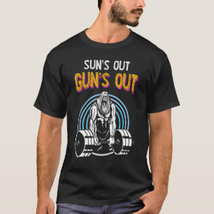 Camiseta Sun's Out Guns Out Barbell Men Women Bodybuilding