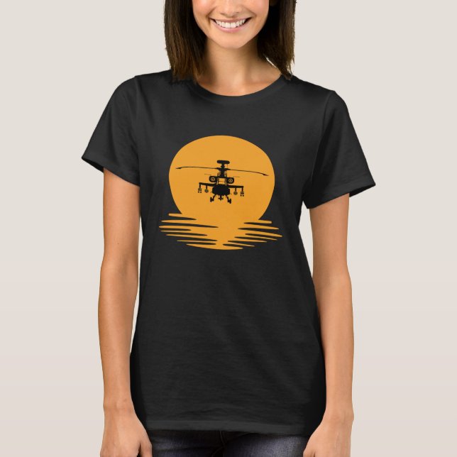 Camiseta Sunset Apache Helicopter Military  for Helicopter  (Frente)