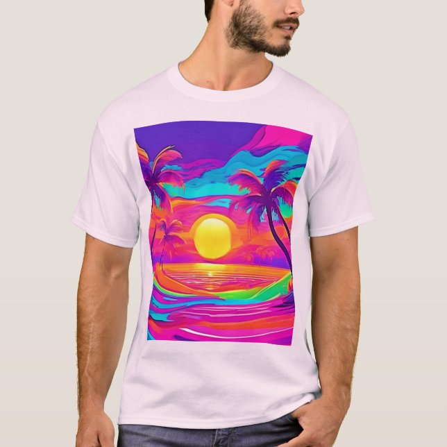 Camiseta Sunset Azul e Laranja (Frente)