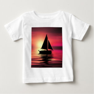 Camiseta Sunset, Barco à vela no mar-39186