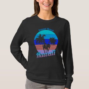 Camiseta Sunset Beach Hawaii Retro Tropical Palm Trees Vaca
